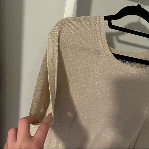 Jennifer Lopez Gold Shimmer Short-Sleeve Dolman Sweater - Picture 2 of 4